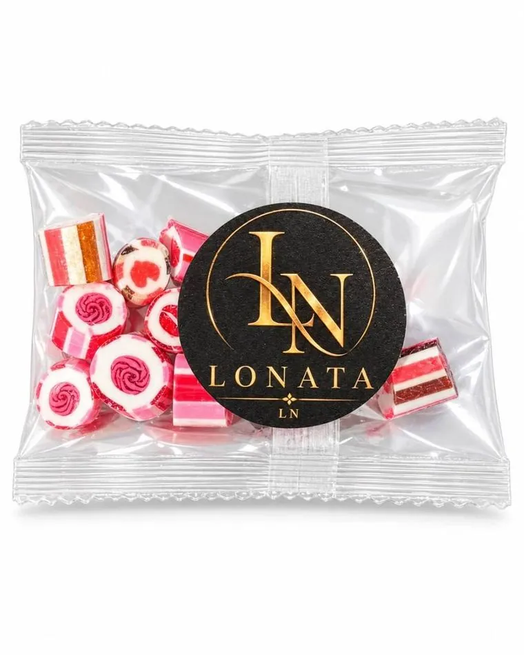 Пакетик карамелі з наліпкою LONATA — смак кохання