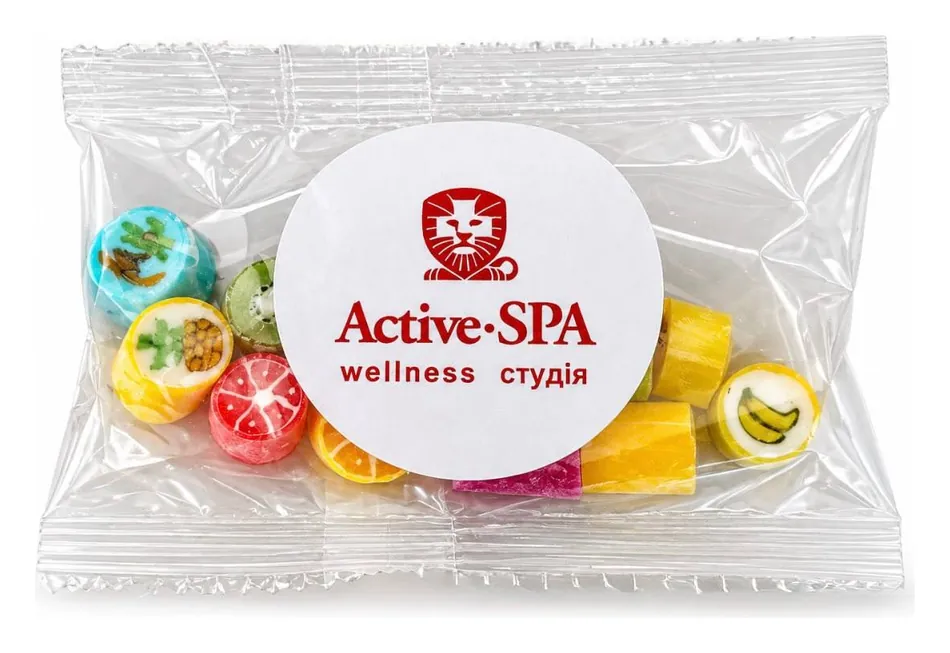 Пакетик карамелі з наліпкою Active SPA — тропічний мікс